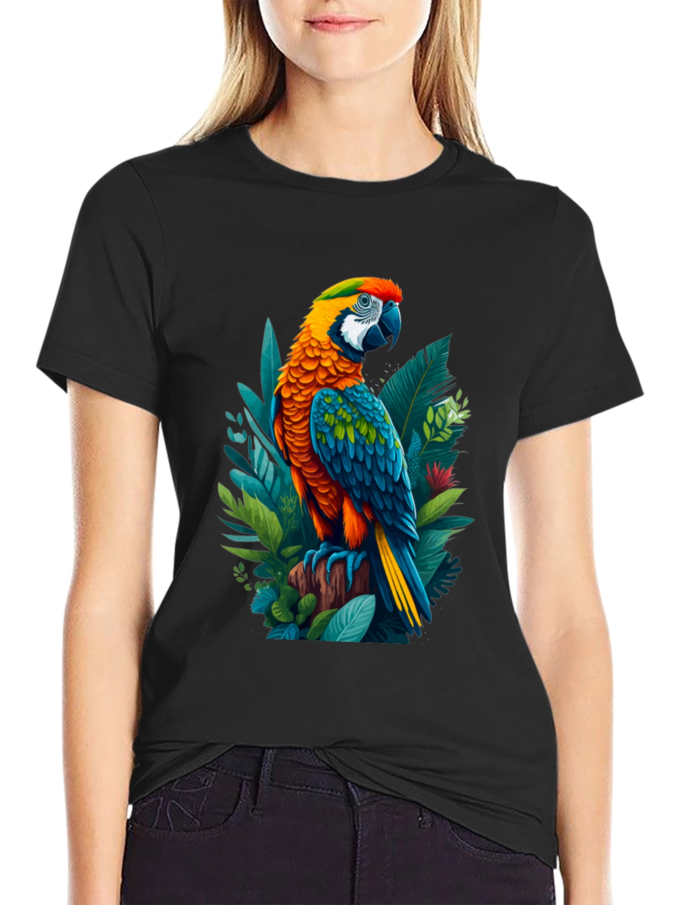 Tropical Parrot Graphic Tee - Bold & Vibrant Design