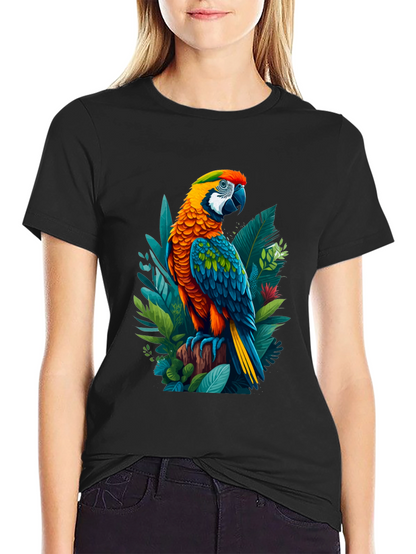 Tropical Parrot Graphic Tee - Bold & Vibrant Design