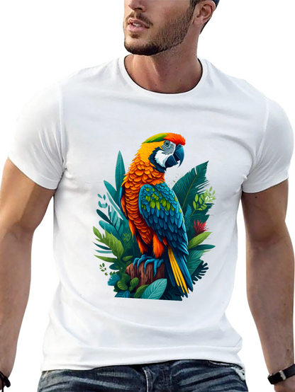 Tropical Parrot Graphic Tee - Bold & Vibrant Design