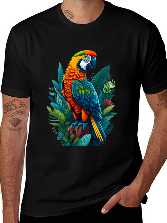 Tropical Parrot Graphic Tee - Bold & Vibrant Design
