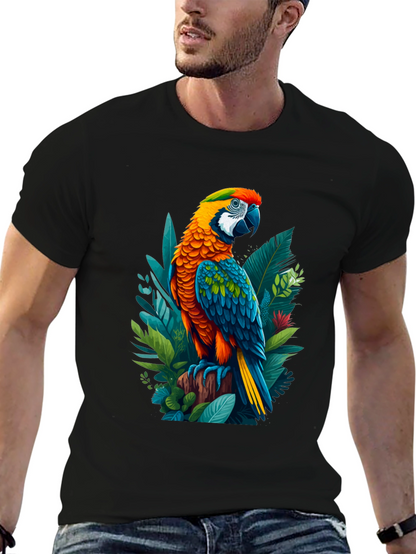 Tropical Parrot Graphic Tee - Bold & Vibrant Design
