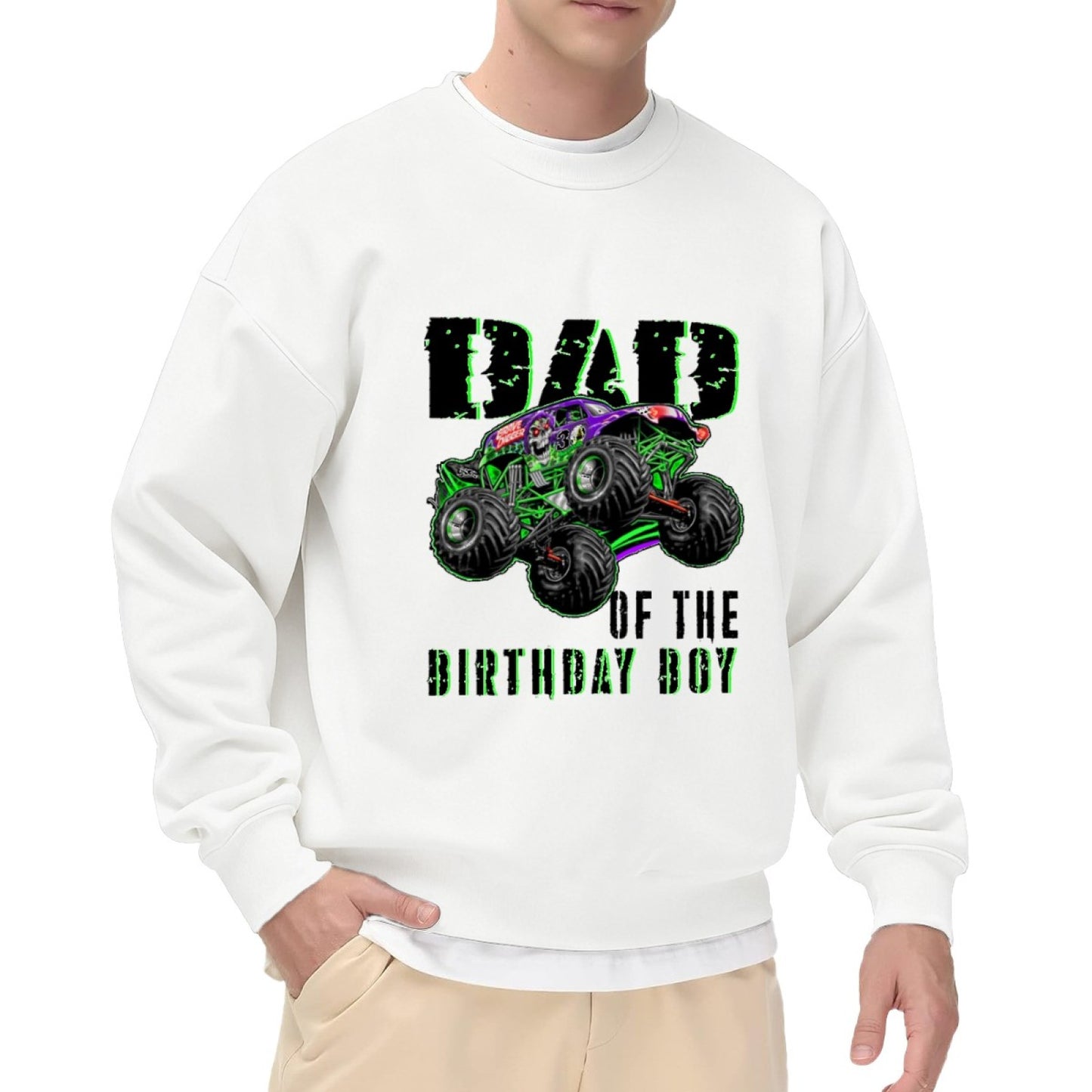 Dad of the Birthday Boy" Monster Truck Birthday Crewneck