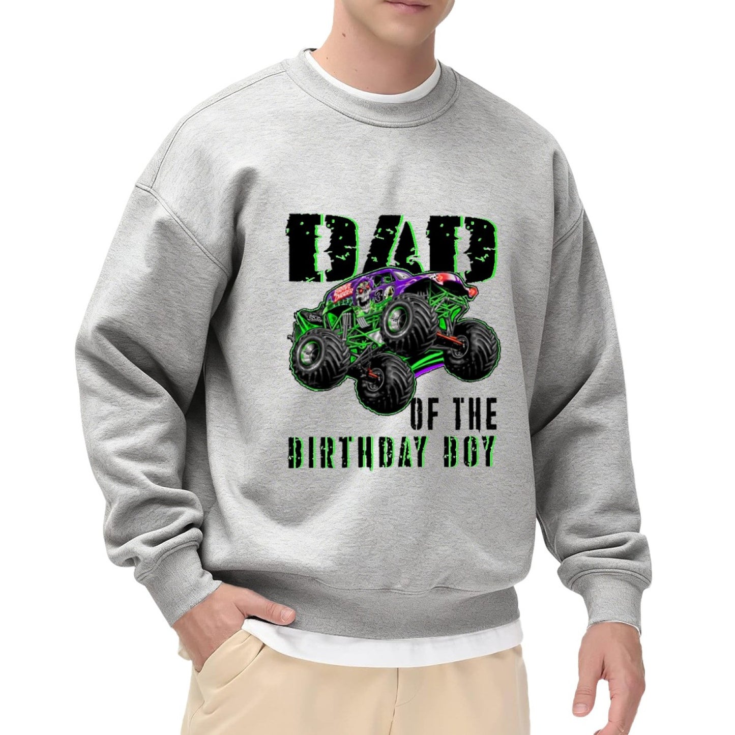 Dad of the Birthday Boy" Monster Truck Birthday Crewneck