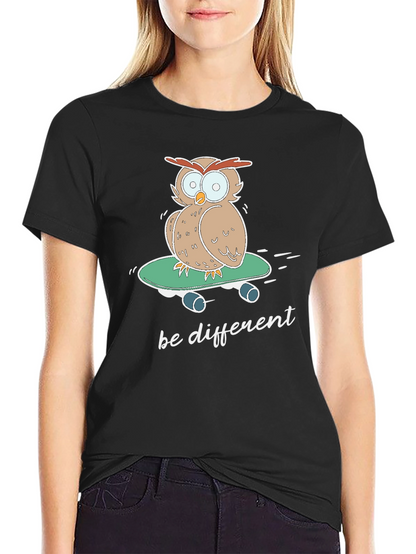 Owl Skateboard T-Shirt - Be Different Tee