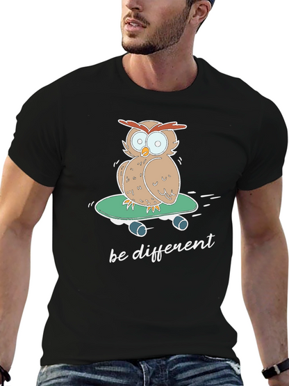 Owl Skateboard T-Shirt - Be Different Tee