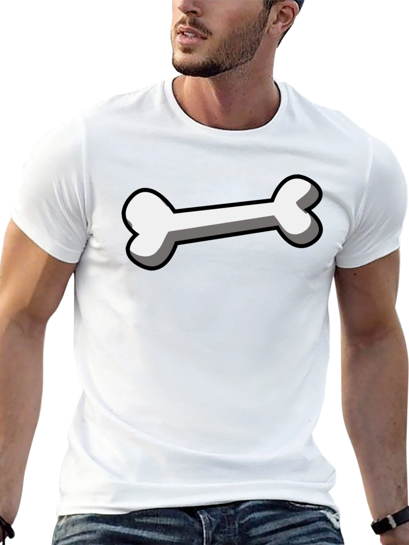 Bone Graphic Black T-Shirt - Funny Cartoon Bone