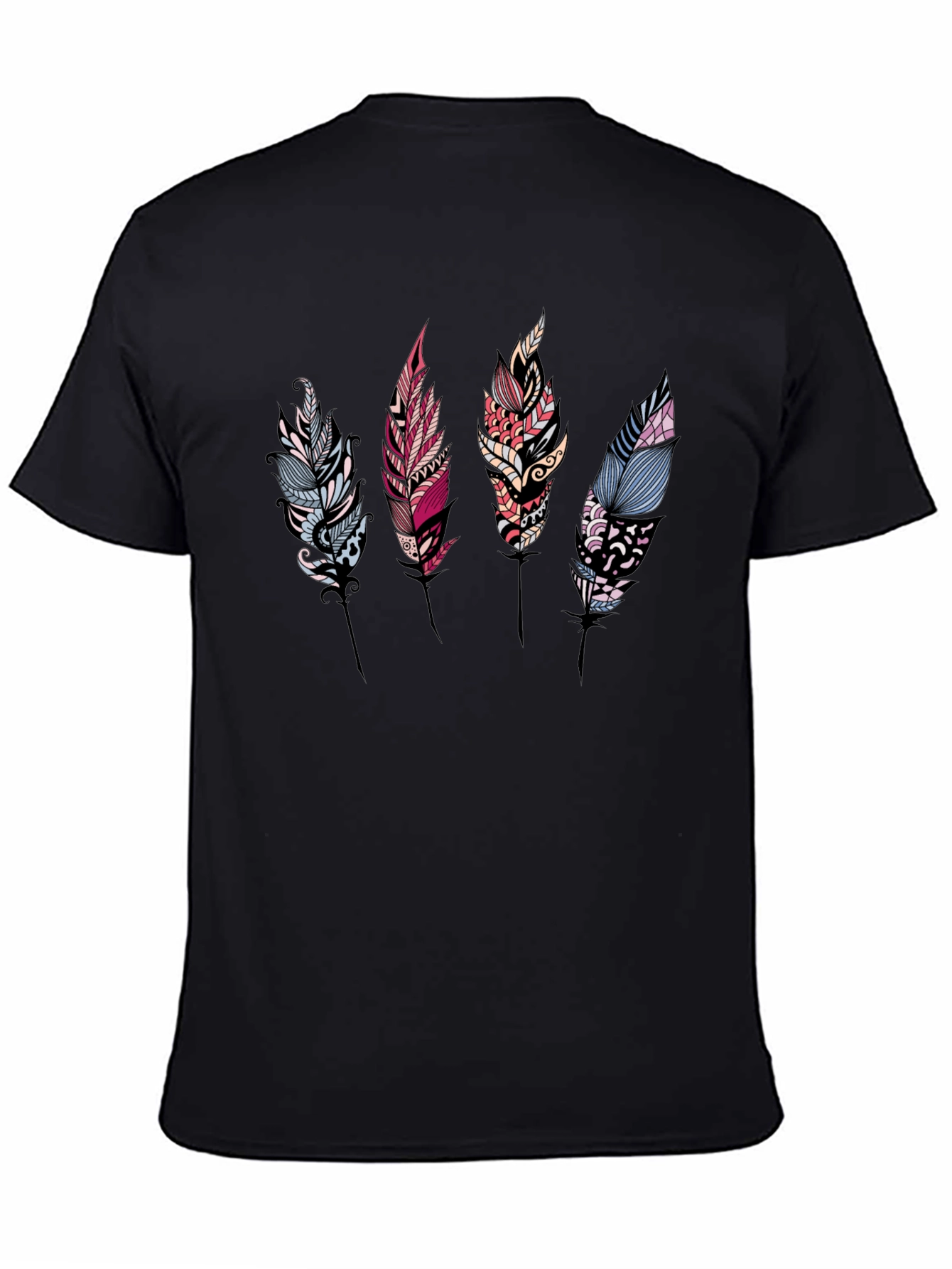 Feather Print Black T-Shirt