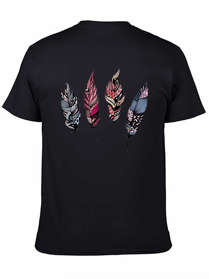 Feather Print Black T-Shirt