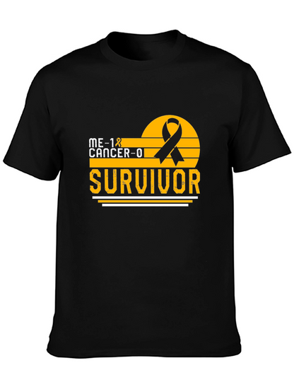 Cancer Survivor T-Shirt Black Ribbon Awareness Support