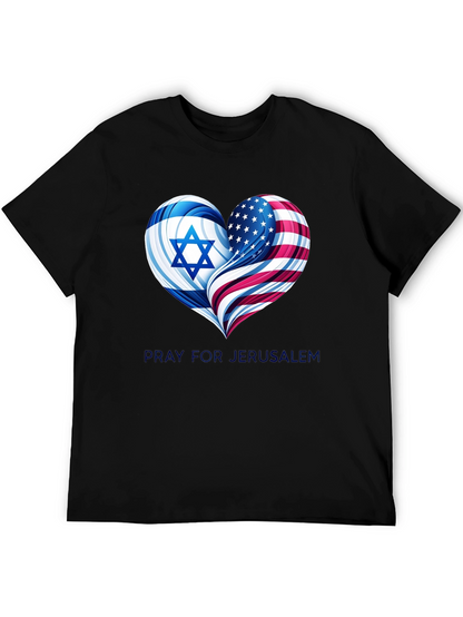 Pray for Jerusalem - Heart Flag Graphic T-Shirt
