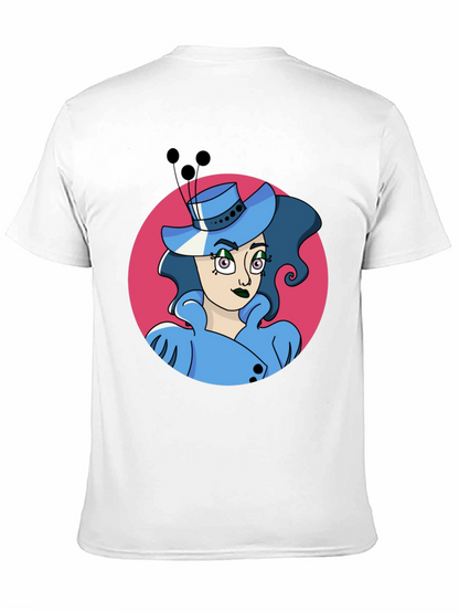 Whimsical Woman Graphic Tee - Black Cotton Blend