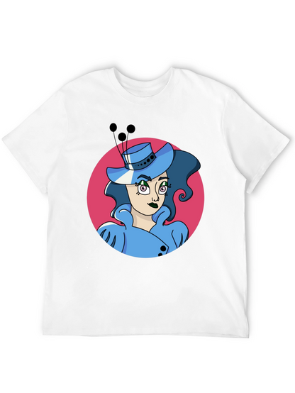 Whimsical Woman Graphic Tee - Black Cotton Blend