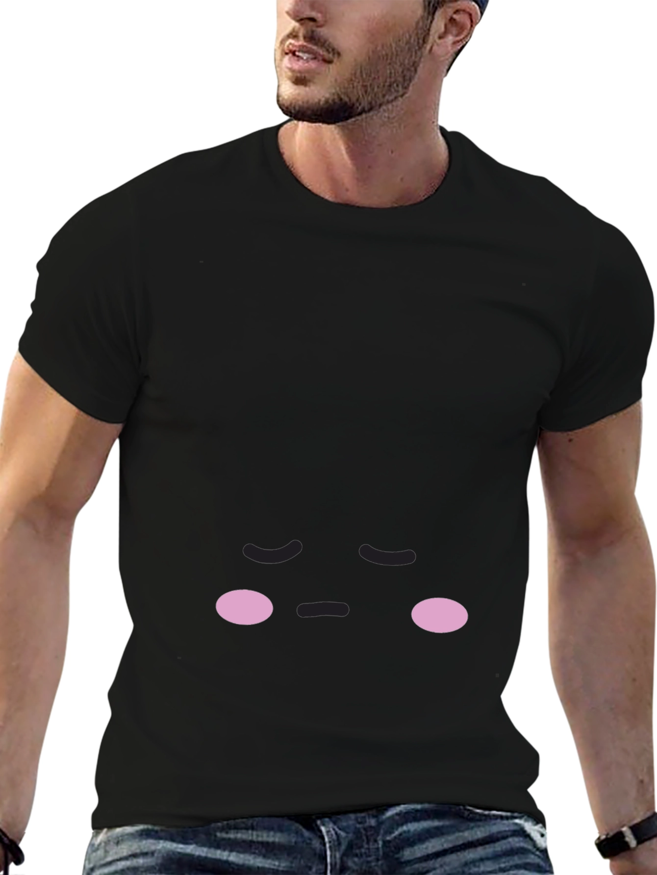 Cute Sad Face Black T-Shirt