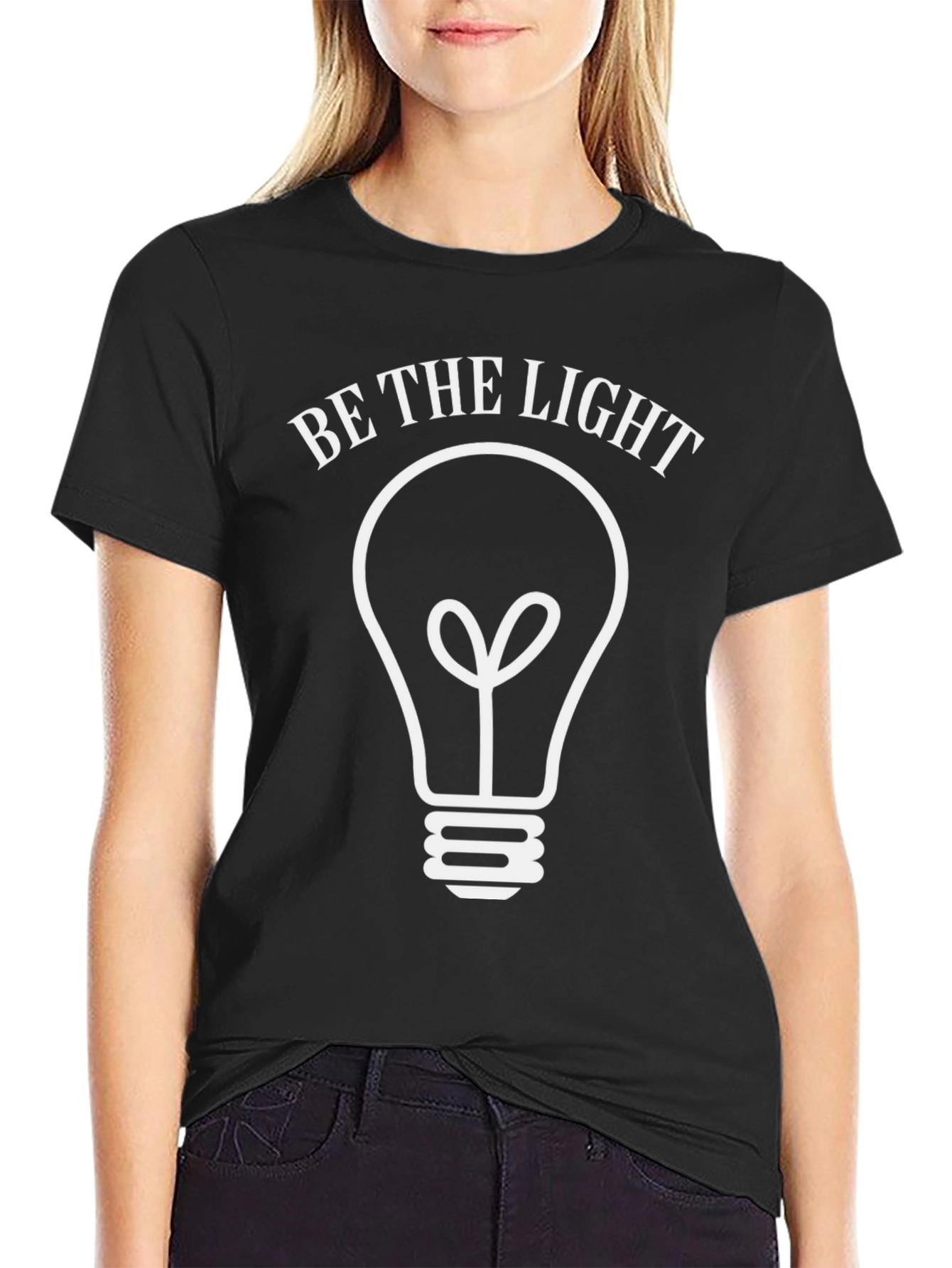 Be The Light Black Graphic T-Shirt