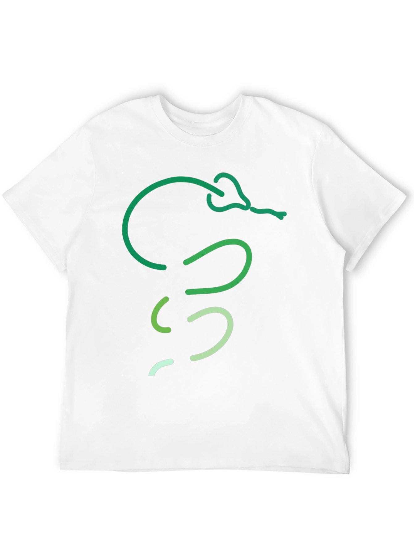 Green Snake Line Art Black T-Shirt
