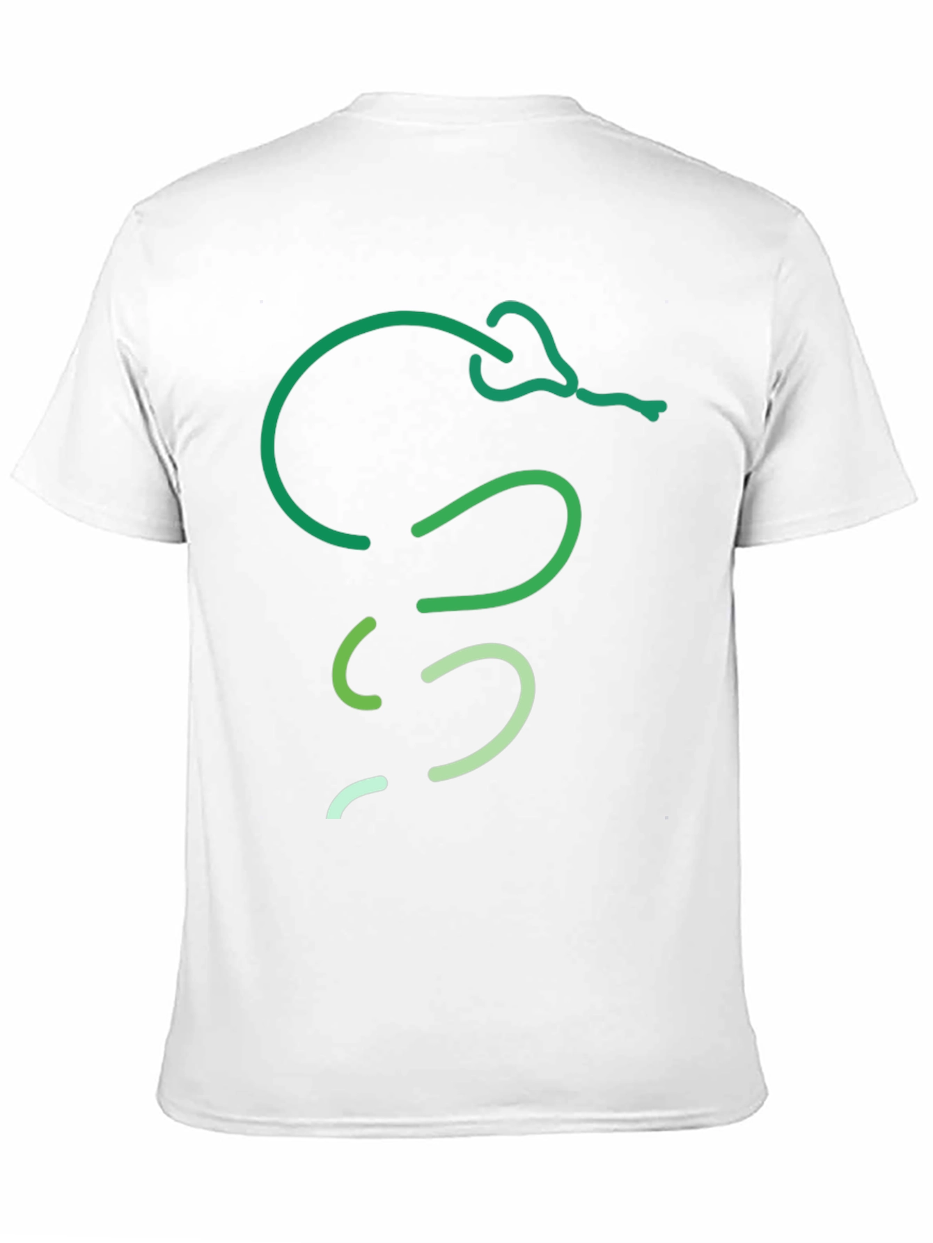 Green Snake Line Art Black T-Shirt