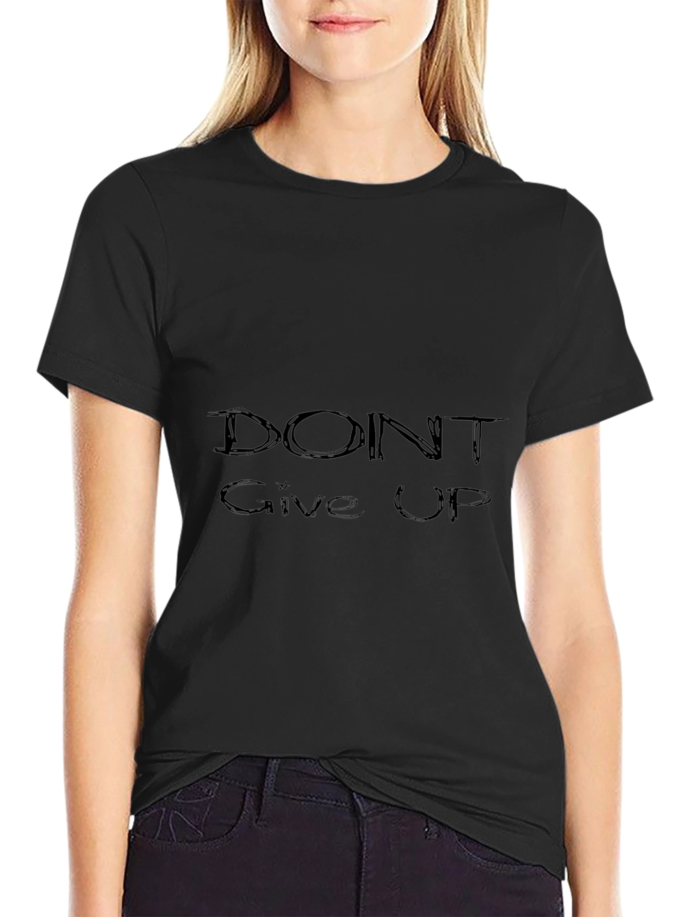 Motivational Black T-shirt - Dont Give Up