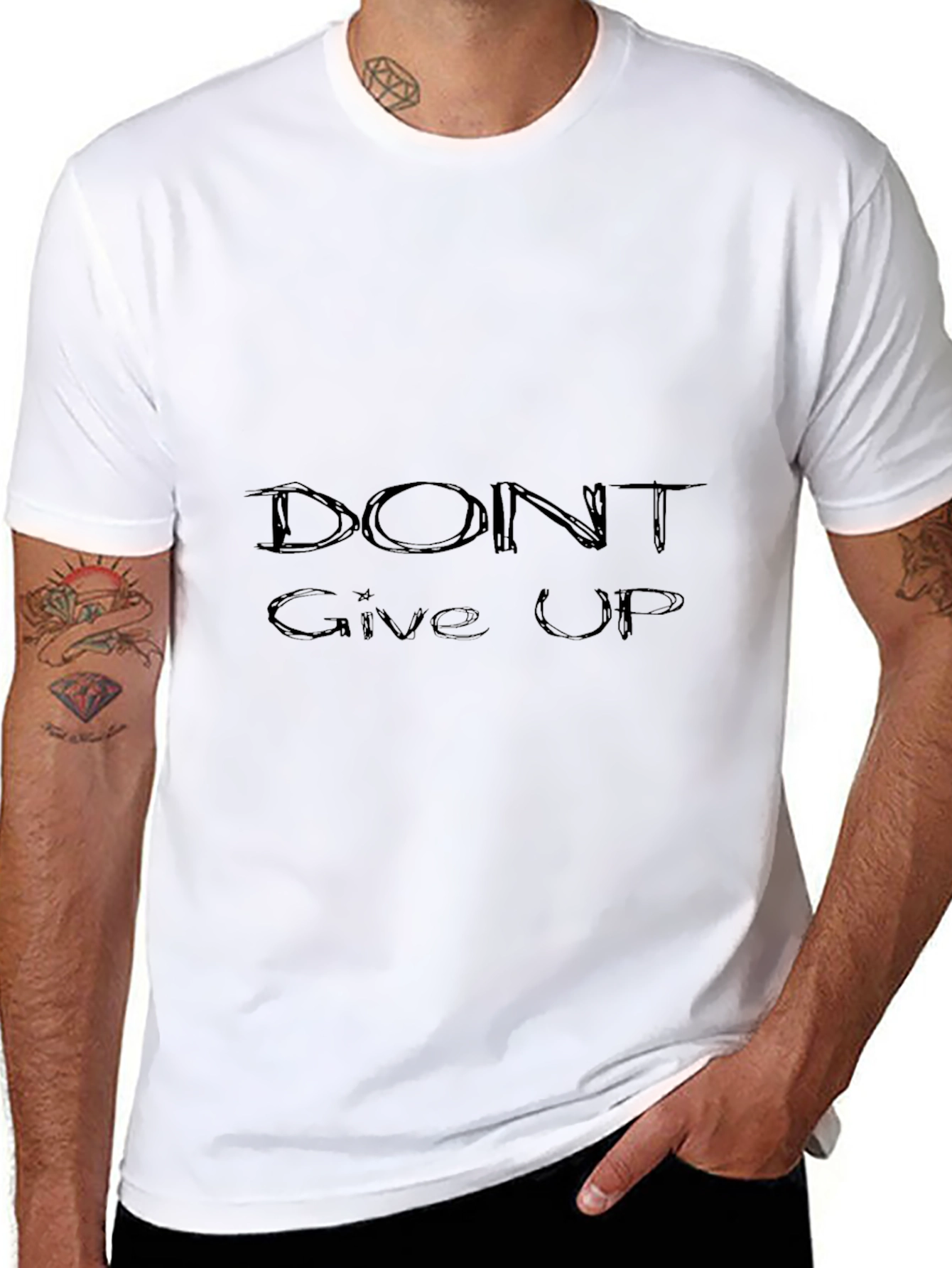Motivational Black T-shirt - Dont Give Up