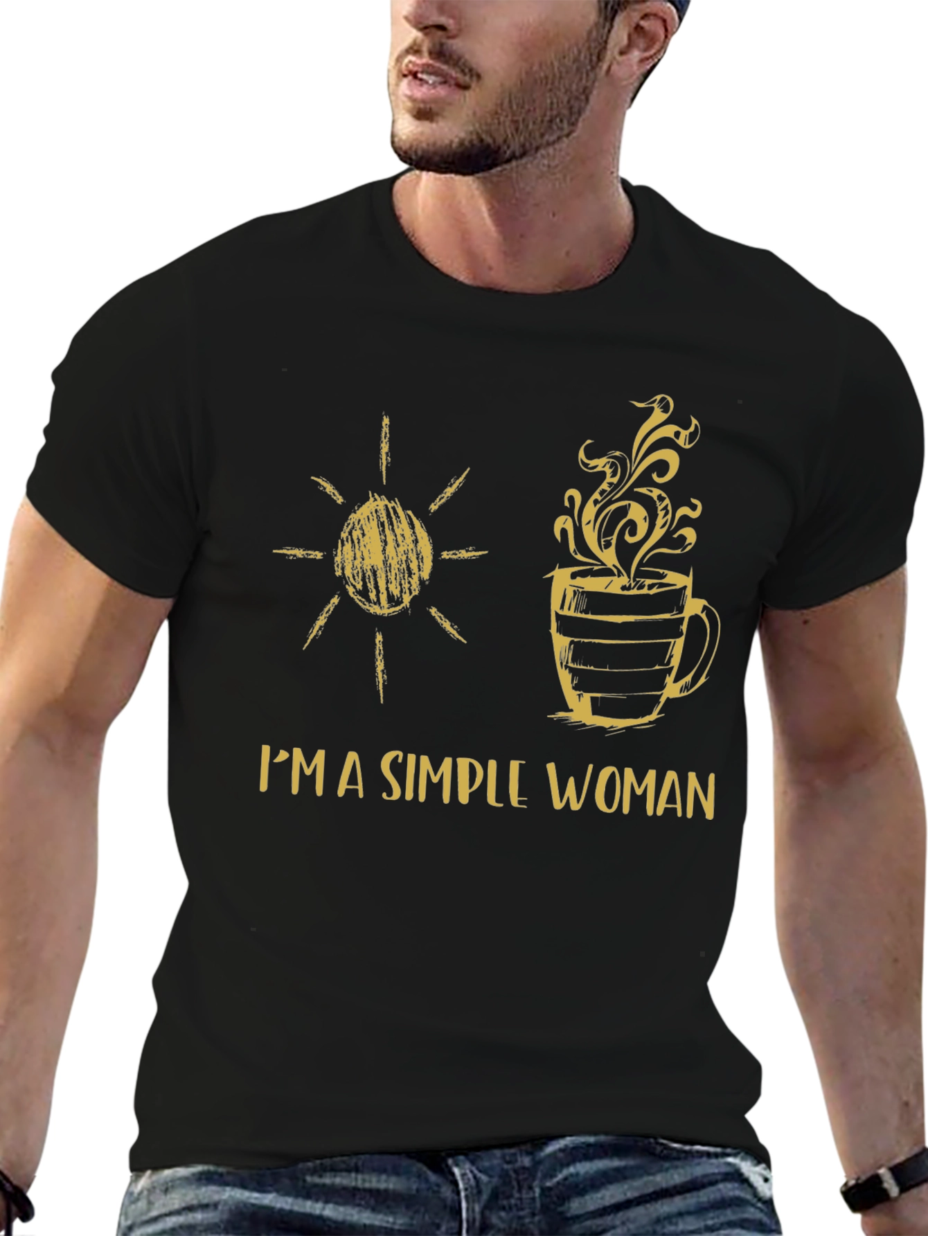 Simple Woman Sun & Coffee Graphic T-Shirt