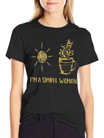 Simple Woman Sun & Coffee Graphic T-Shirt