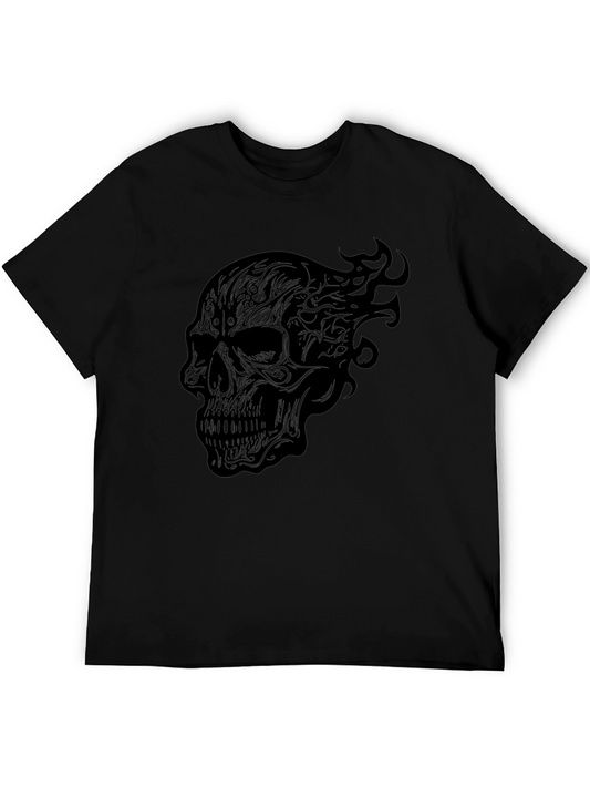 Mens Black Skull Graphic Tee - Unique Design