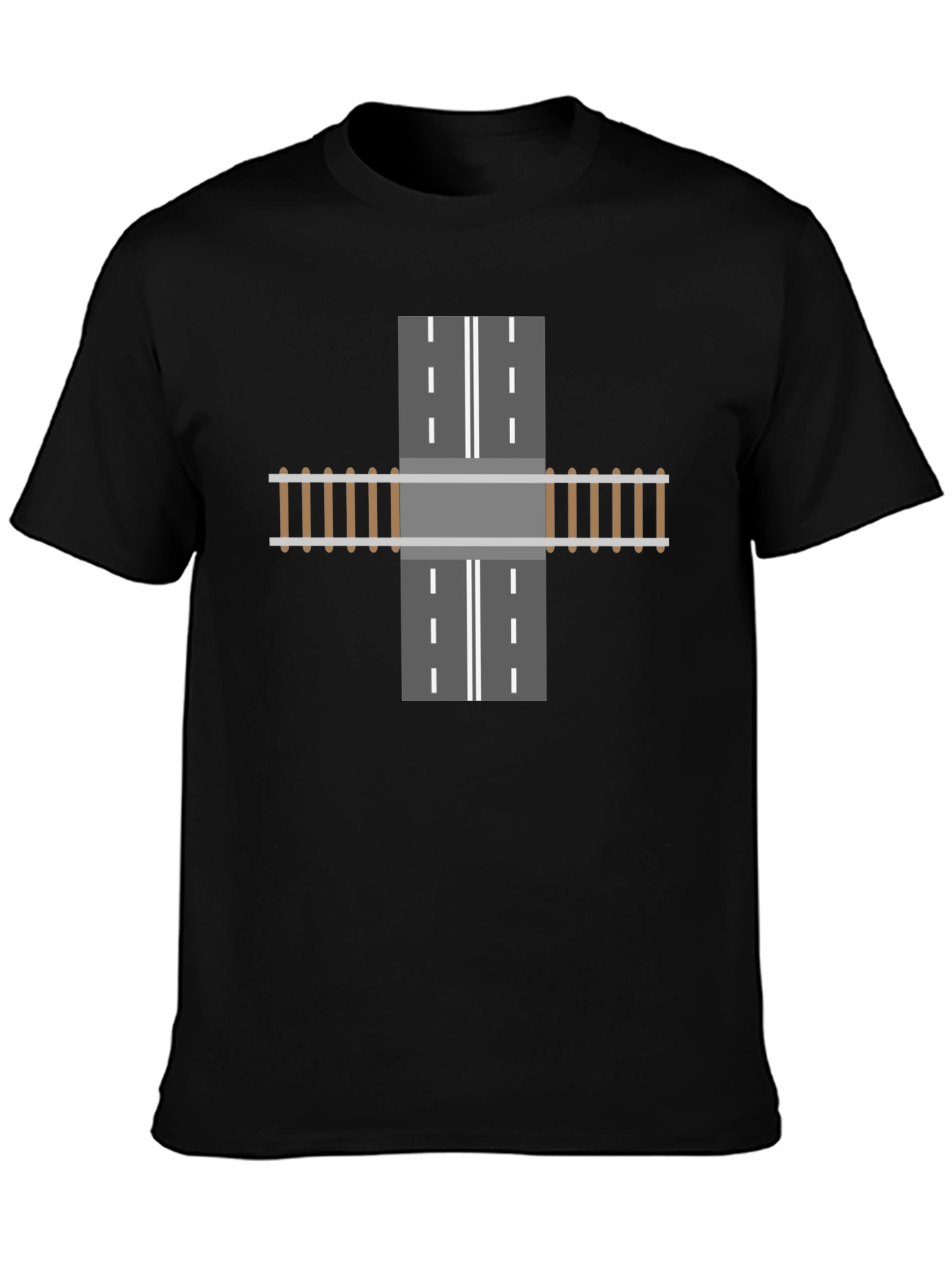 Train Track Road Intersection Graphic T-Shirt
