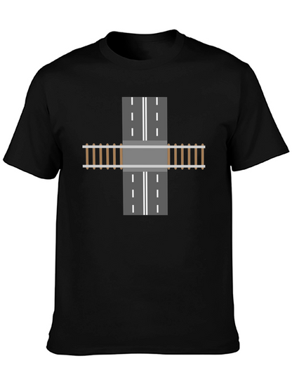 Train Track Road Intersection Graphic T-Shirt