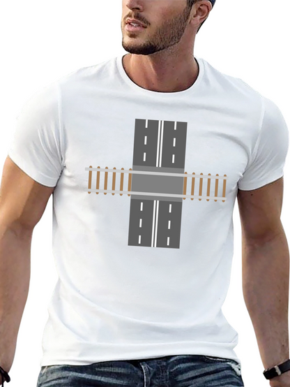Train Track Road Intersection Graphic T-Shirt