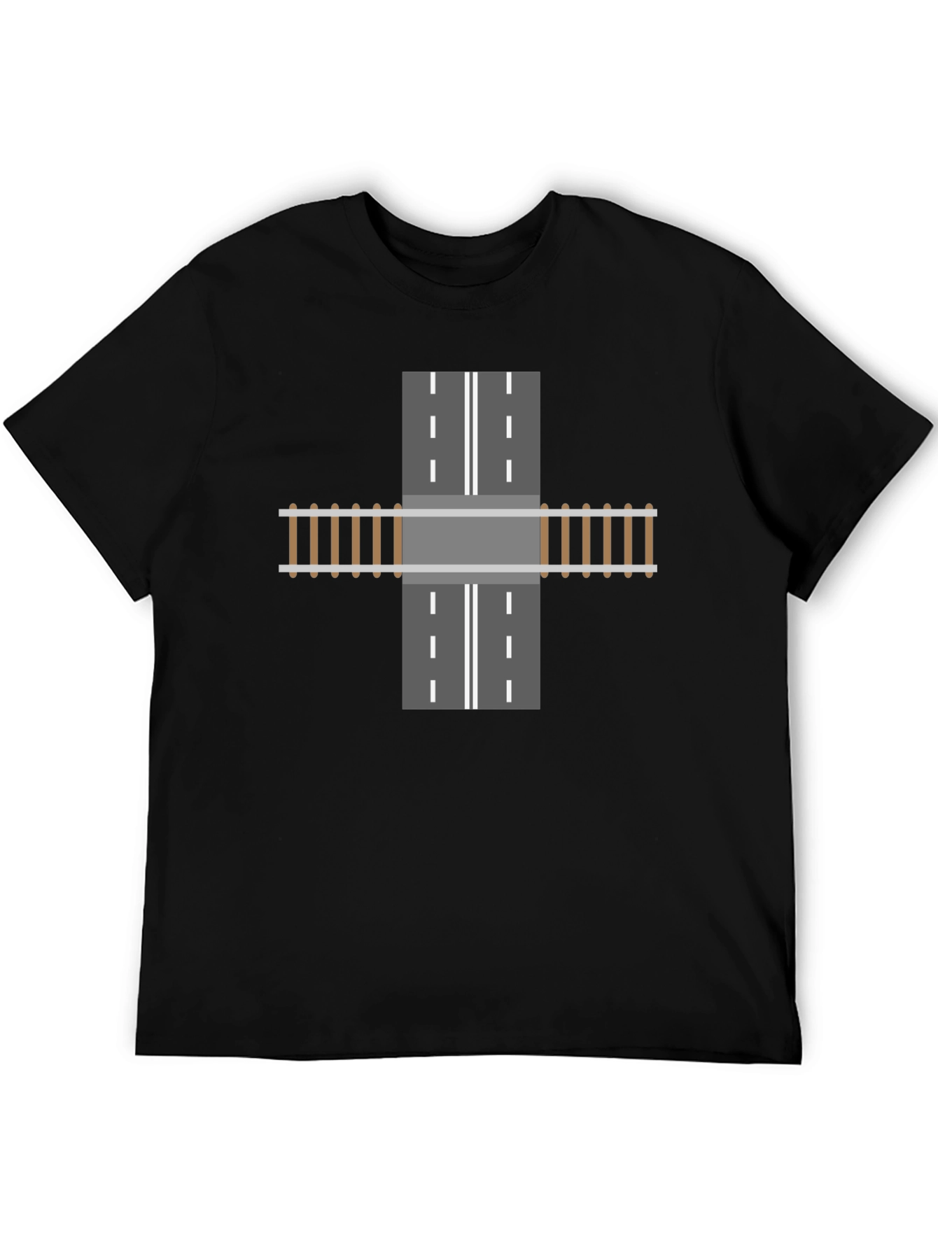 Train Track Road Intersection Graphic T-Shirt
