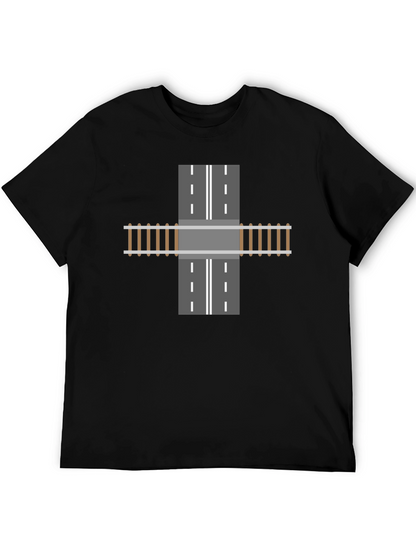 Train Track Road Intersection Graphic T-Shirt