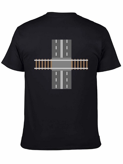 Train Track Road Intersection Graphic T-Shirt