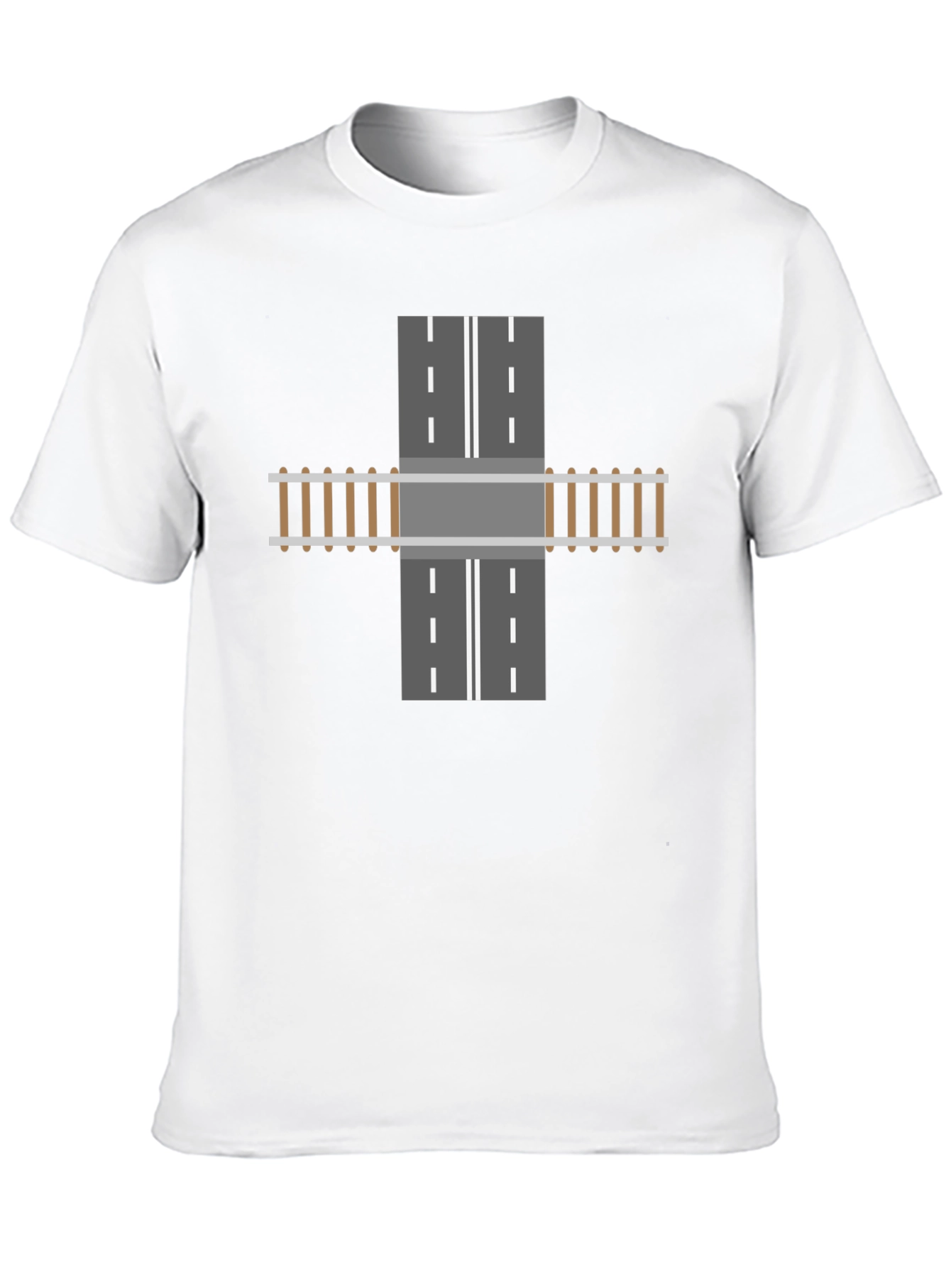 Train Track Road Intersection Graphic T-Shirt