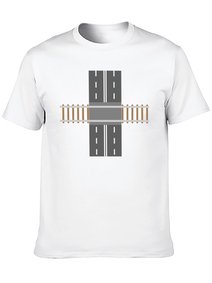 Train Track Road Intersection Graphic T-Shirt