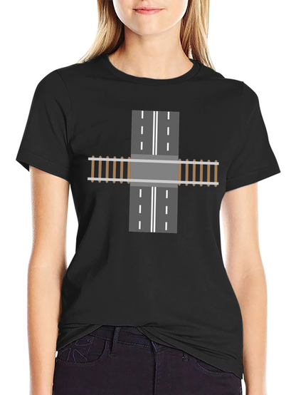 Train Track Road Intersection Graphic T-Shirt