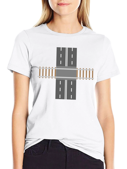 Train Track Road Intersection Graphic T-Shirt