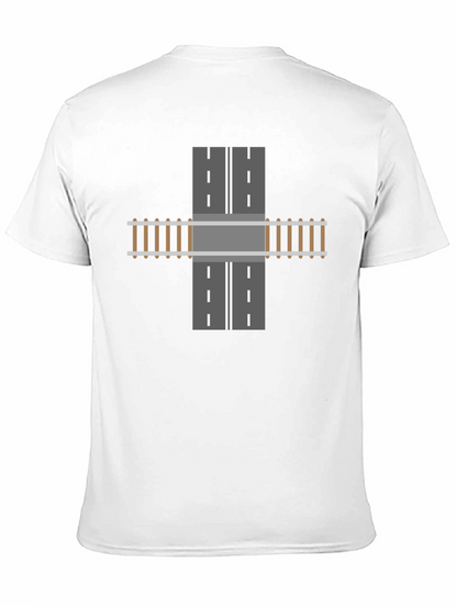 Train Track Road Intersection Graphic T-Shirt