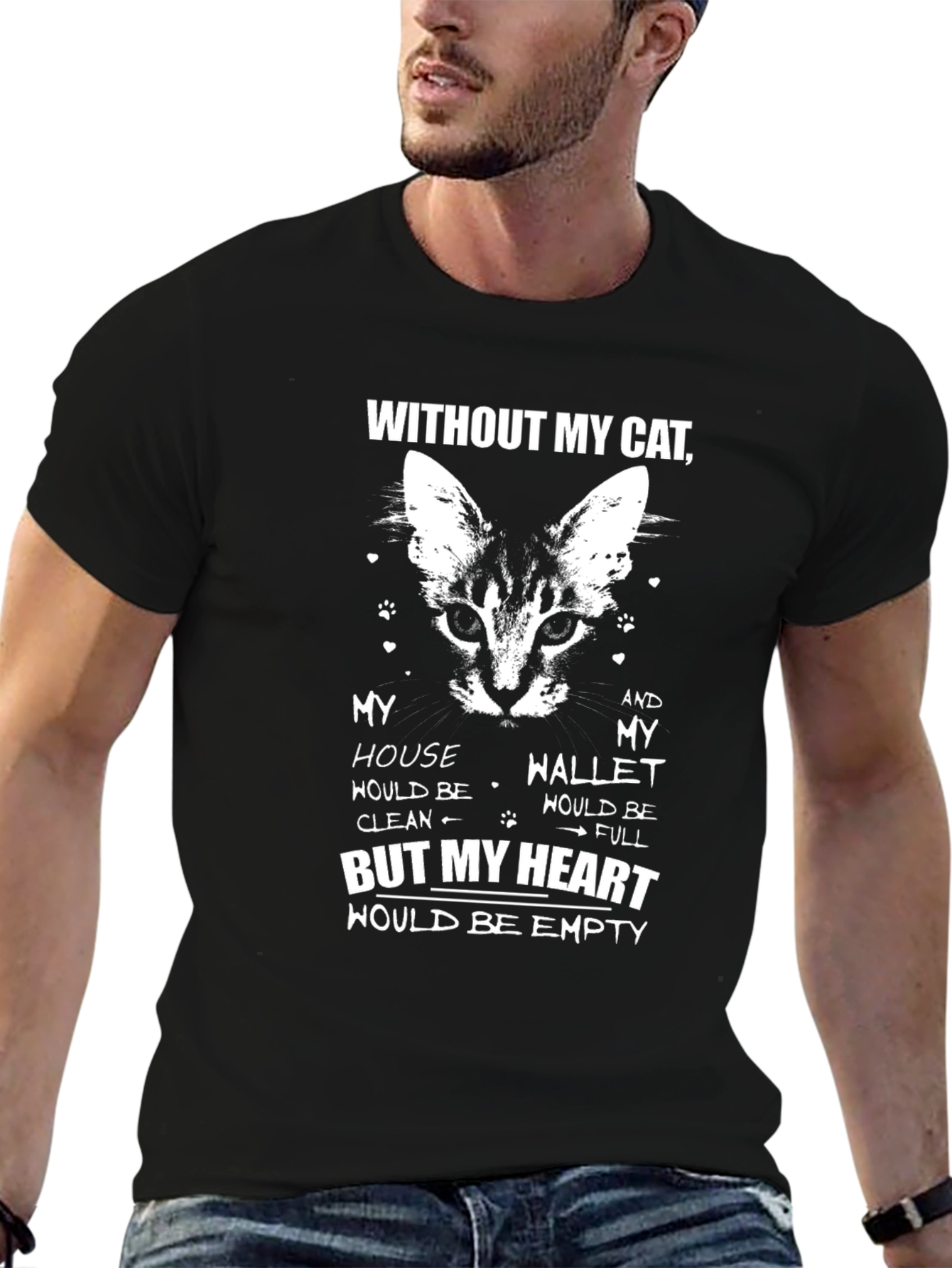 Cat Lover T-Shirt - Empty Heart Design