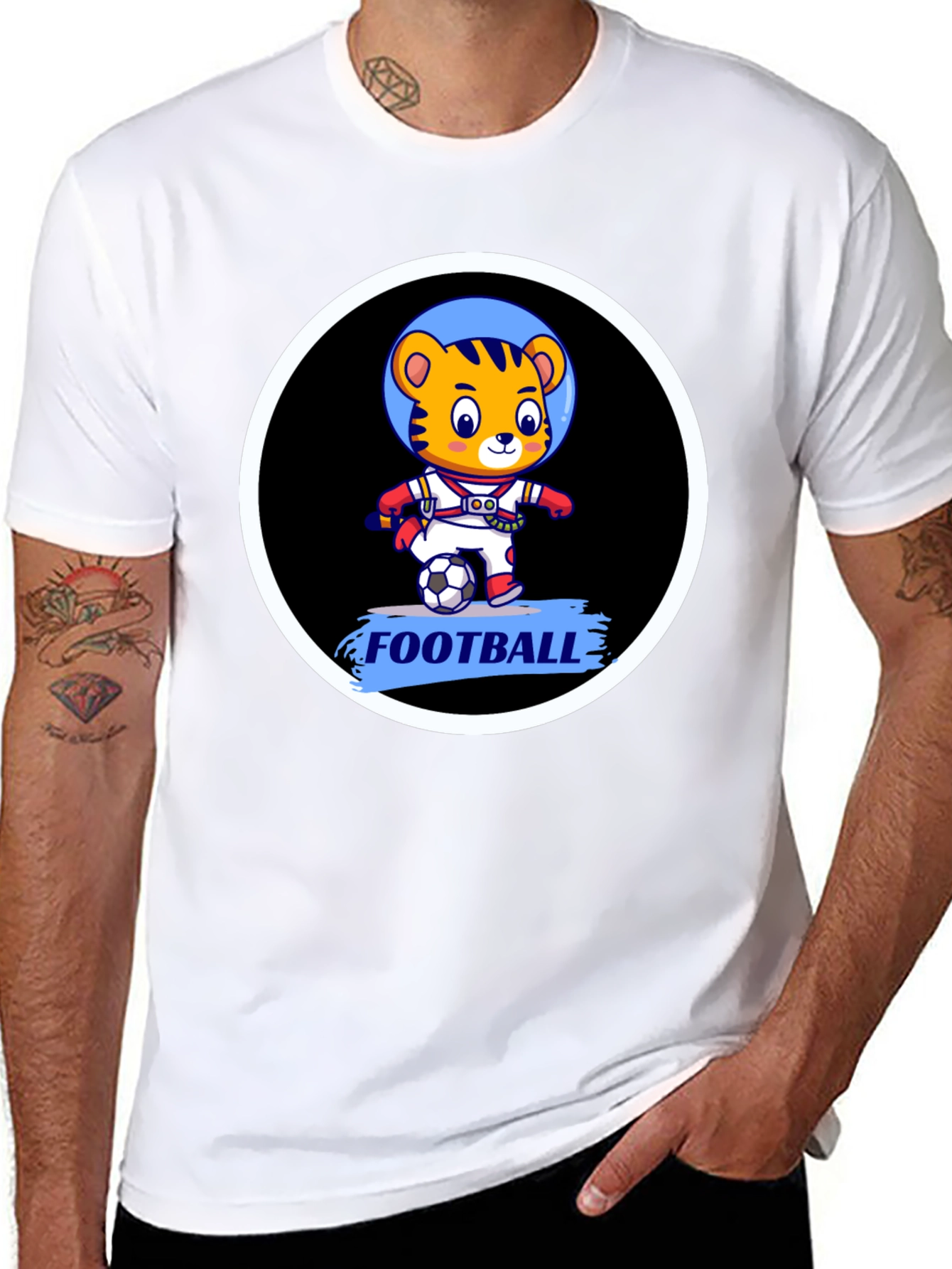 Tiger Astronaut Football T-Shirt