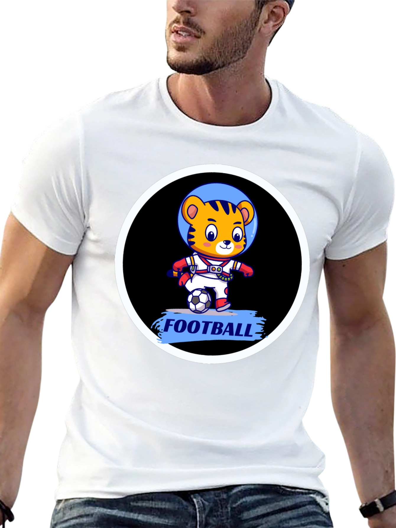Tiger Astronaut Football T-Shirt