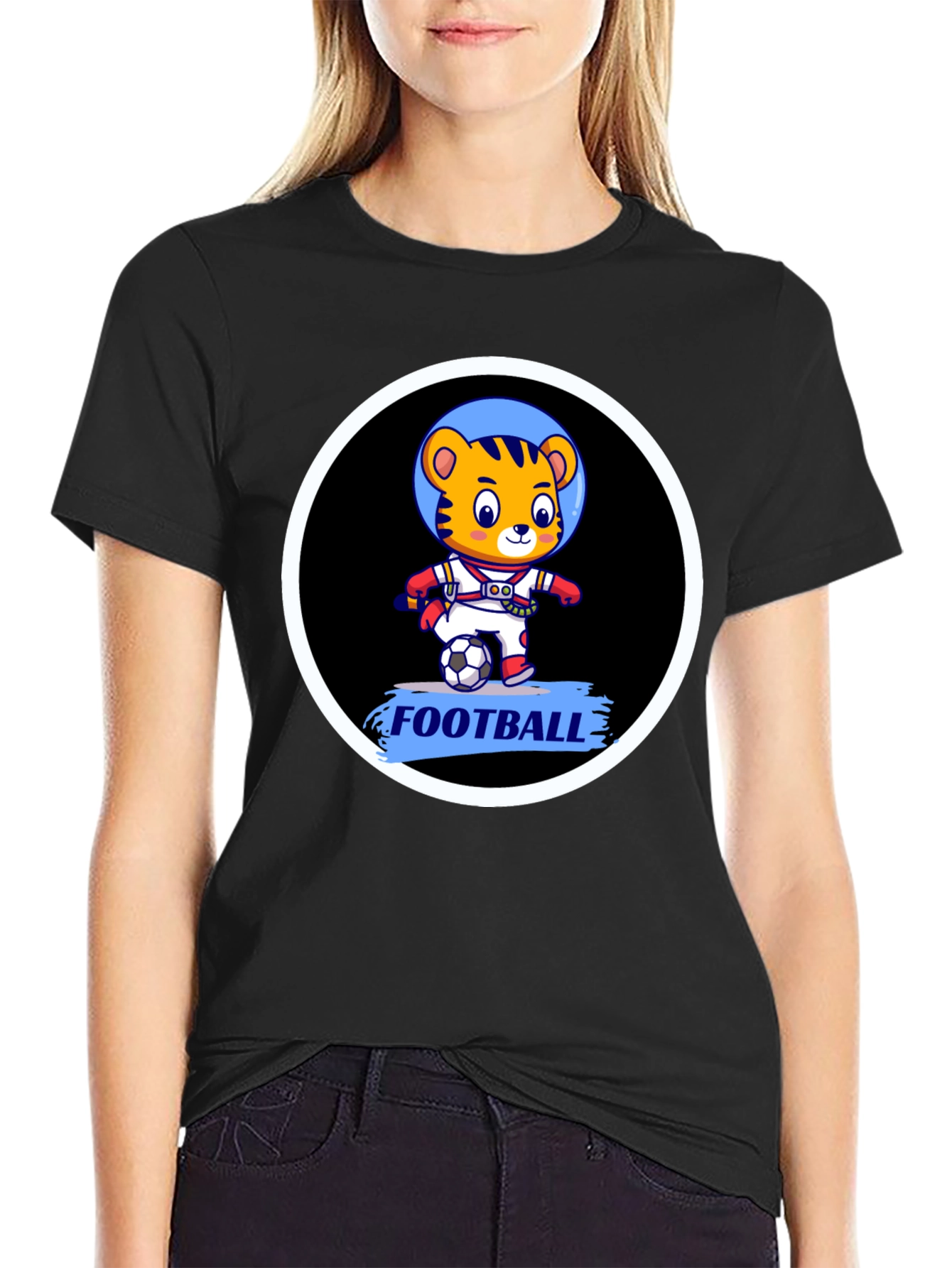 Tiger Astronaut Football T-Shirt