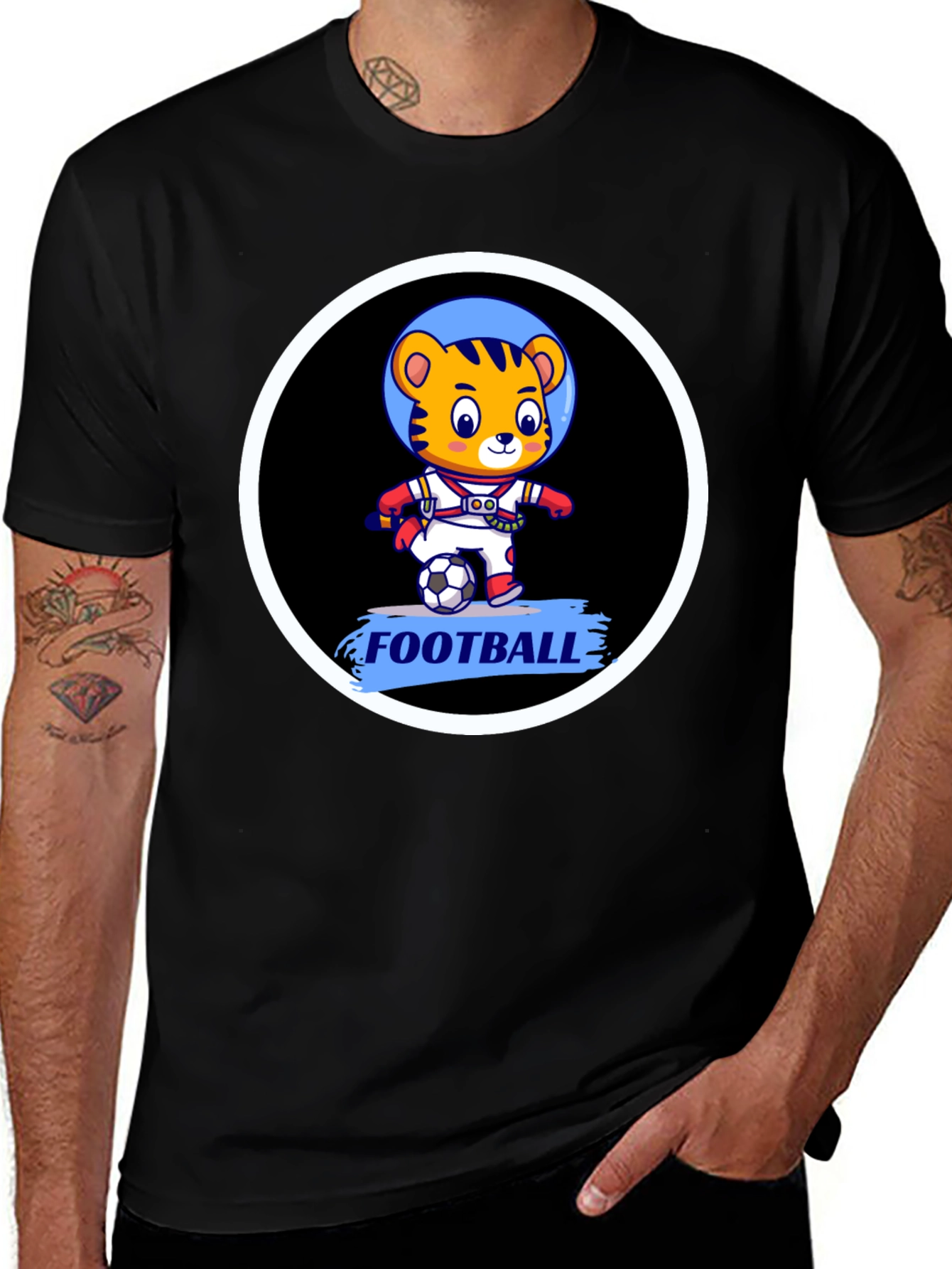 Tiger Astronaut Football T-Shirt