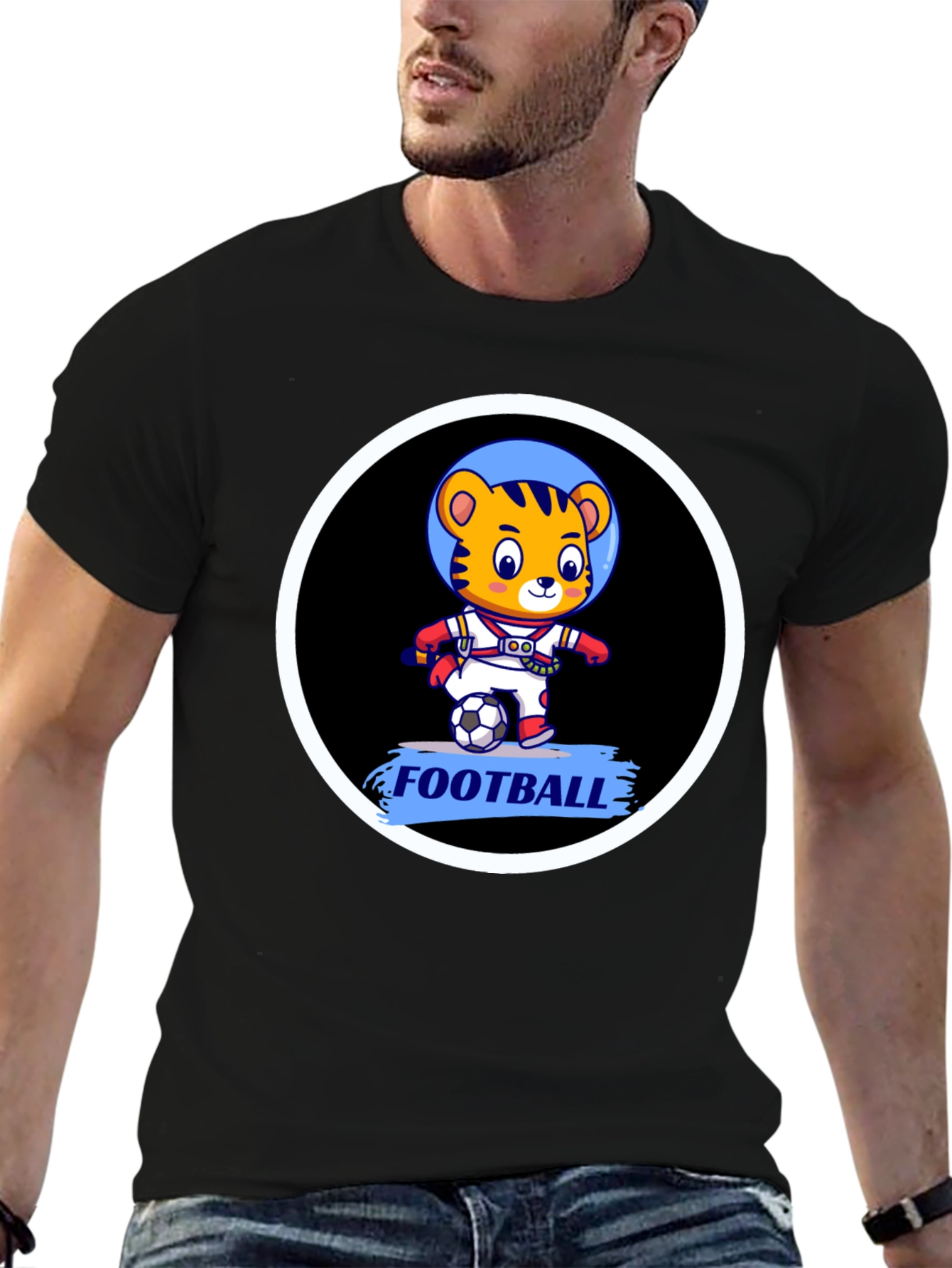 Tiger Astronaut Football T-Shirt