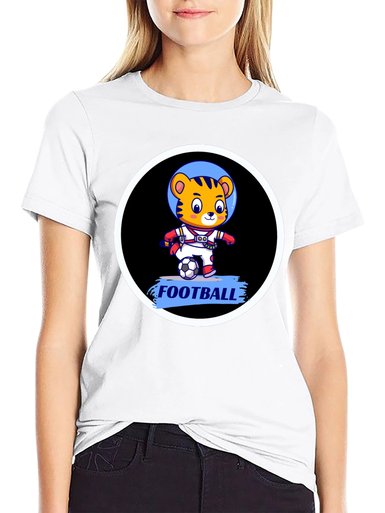 Tiger Astronaut Football T-Shirt