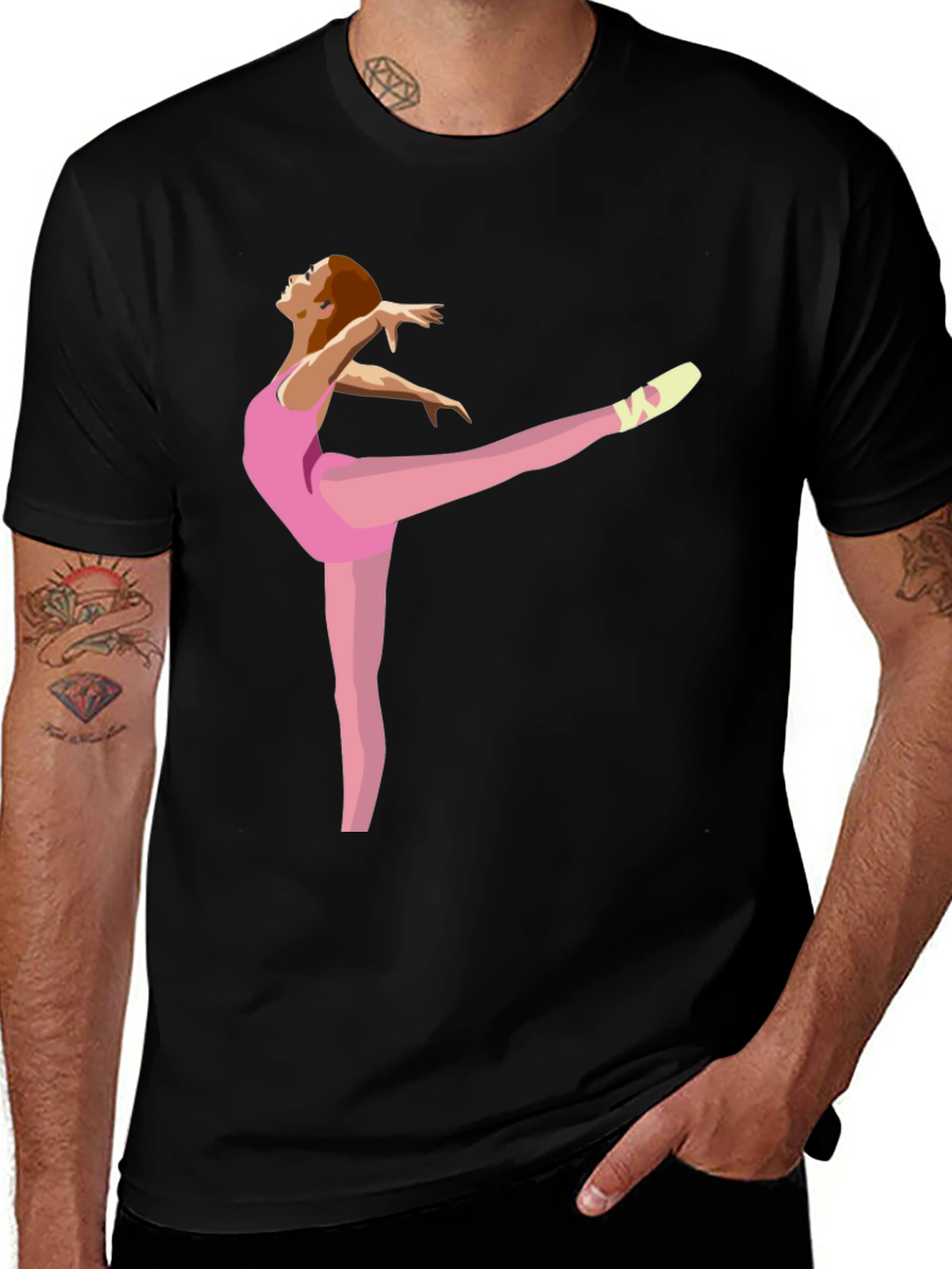 Ballerina Graphic Tee - Black Cotton Casual Shirt