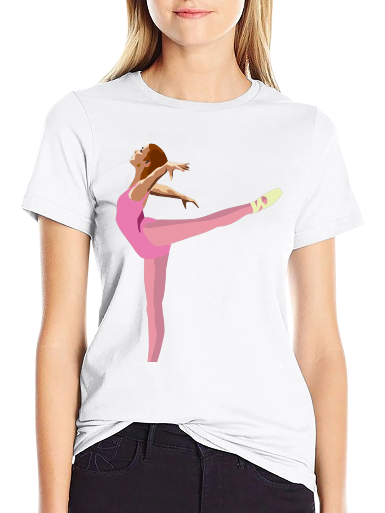 Ballerina Graphic Tee - Black Cotton Casual Shirt