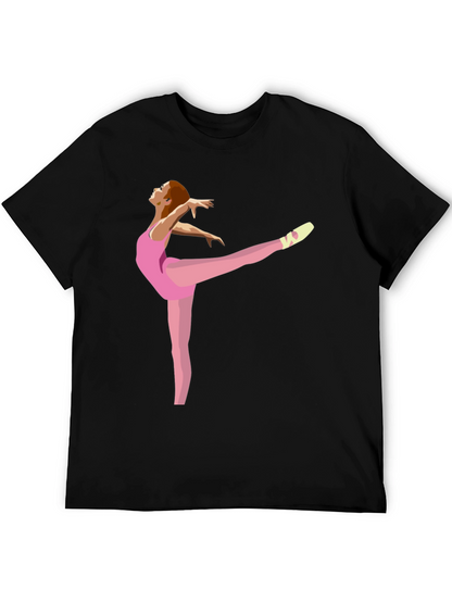 Ballerina Graphic Tee - Black Cotton Casual Shirt
