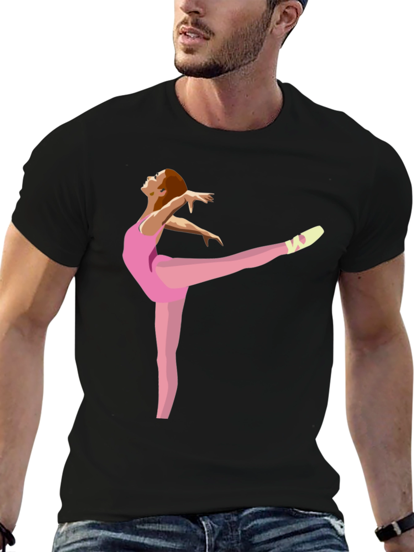Ballerina Graphic Tee - Black Cotton Casual Shirt