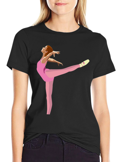 Ballerina Graphic Tee - Black Cotton Casual Shirt