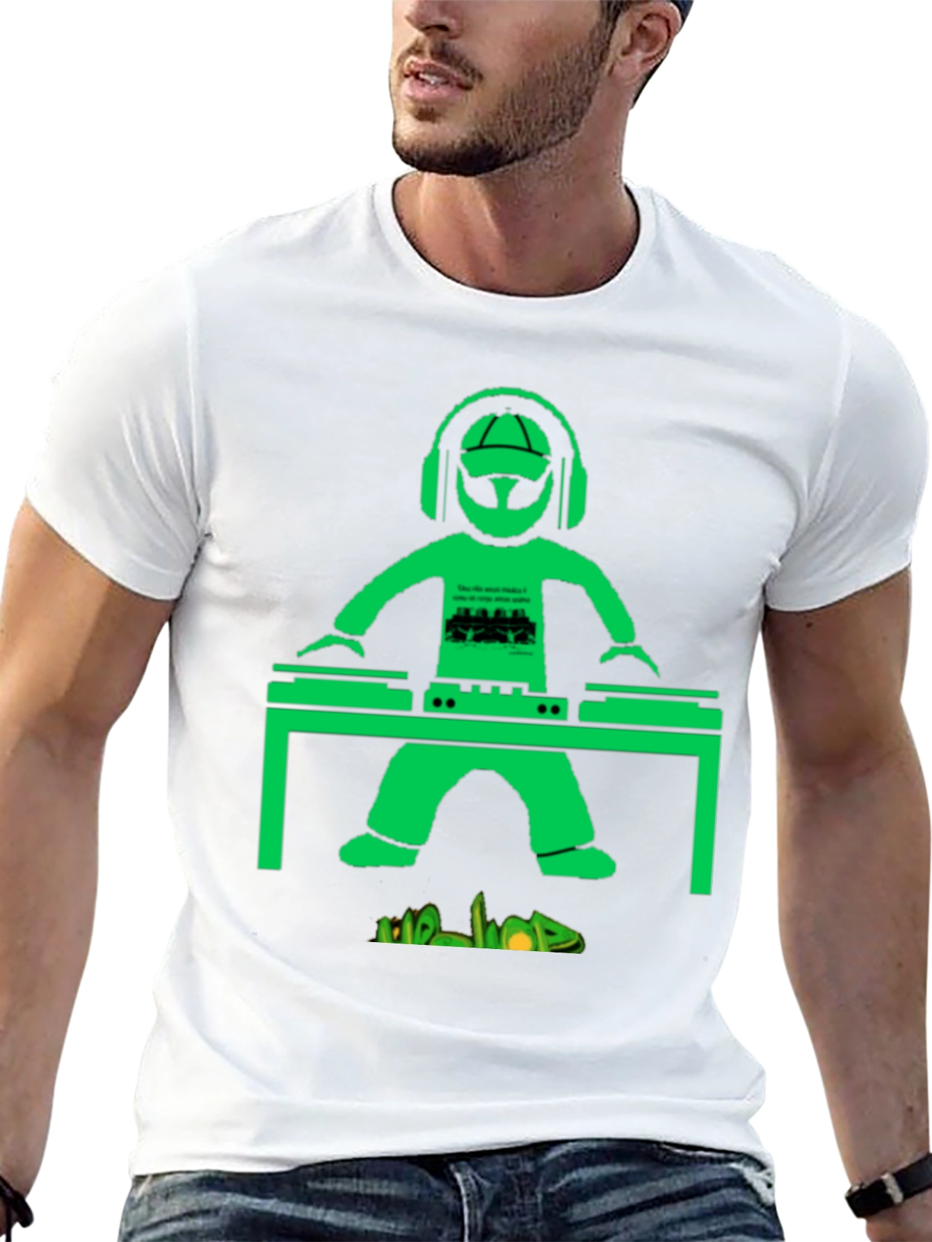 DJ Graphic T-Shirt - Green Graphic on Black