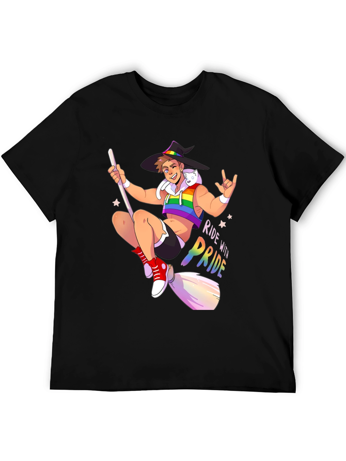 Ride with Pride T-Shirt - Gay Witch Design